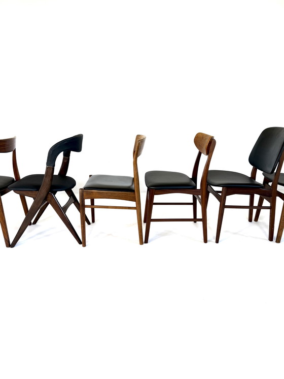 Image 1 of Set di 8 sedie da pranzo danesi componibili, anni '60