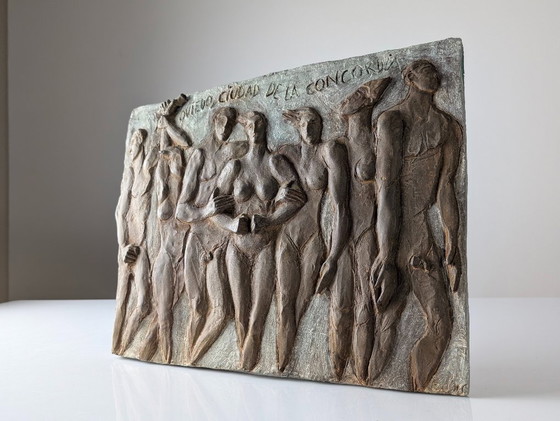 Image 1 of Esperanza d'Ors, plaque en relief en bronze, sculpture figurative, Espagne, années 1990