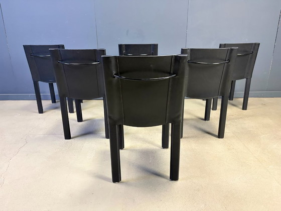 Carlo Bartoli eetkamerstoelen voor Matteo Grassi, set van 6 - jaren 80 – Leather, Metal (photo 9 of 11)