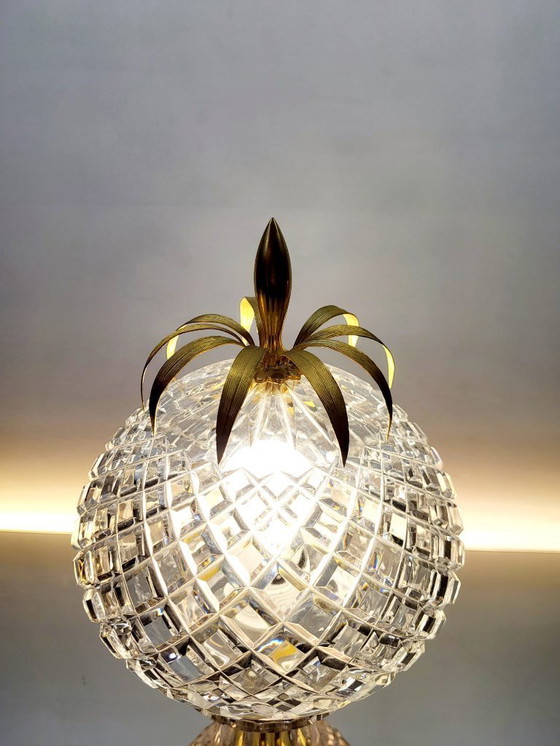 Image 1 of Val Saint Lambert crystal table lamp - vintage pineapple shape 1960s - 1970s