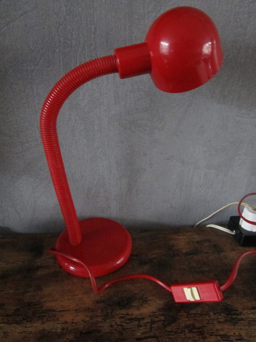 Red Vintage Table Lamp From Veneta Lumi, Italian 1970S