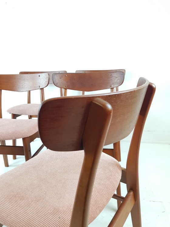 Image 1 of 6 danish dining table chairs farstrup new upholstered pink