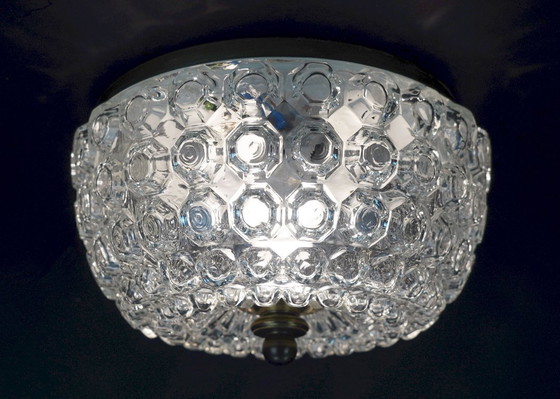 Image 1 of Plafonnier vintage en verre bullé de Limbourg, modèle A 637, encastré, années 1970