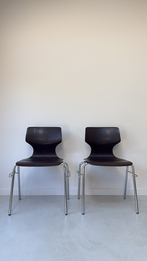 Dos sillas vintage de Flötotto Pagholz – eetkamerstoelen, Plastic