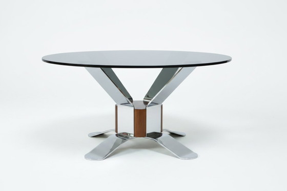 Image 1 of Round table in steel and wood
