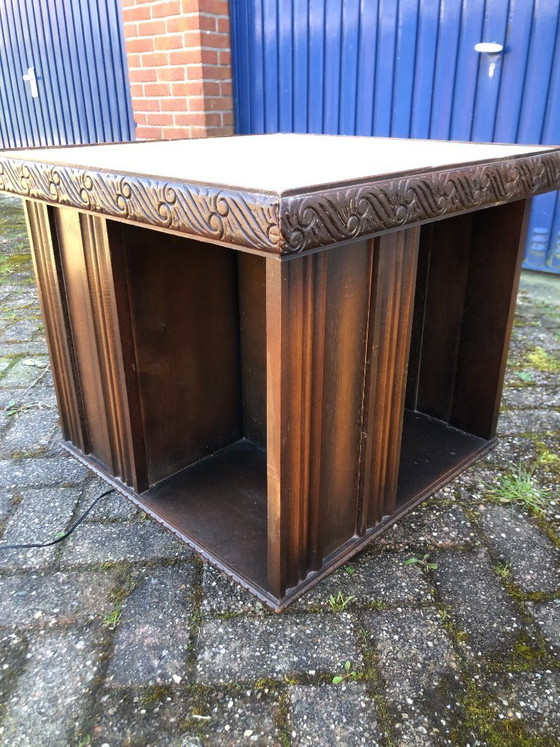 Image 1 of Vintage boekenmolen draaibaar met verlichting - rokers kastje