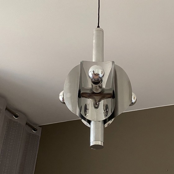 Lámpara colgante Sputnik Oxar. 1970. Era espacial. – Lámparas colgantes, Aluminium (photo 6 of 6)