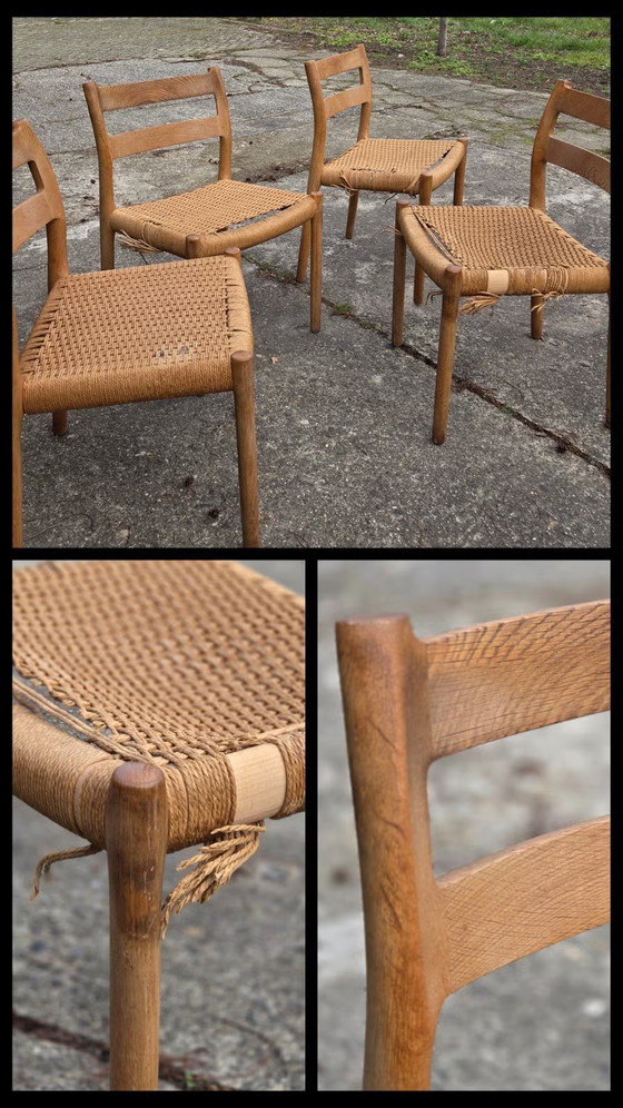 4x Niels Møller modèle 84 Chaise de salle à manger danoise en chêne savonné – J.L. Møller Møbelfabrik (photo 20 of 21)