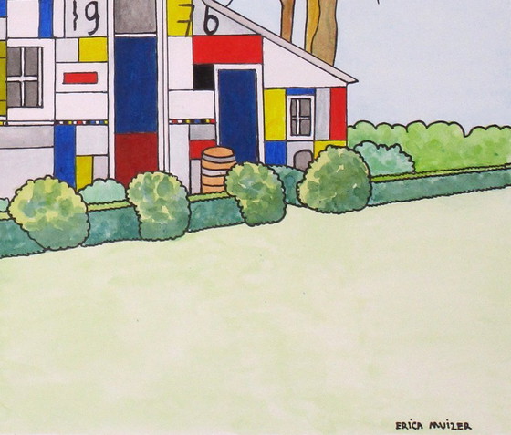 Image 1 of The 'Mondriaan' House (hand-painted)