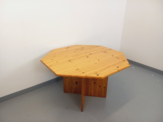 Image 1 of Tavolo da pranzo ottagonale in pino vintage anni '80 con prolunga