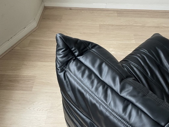 Image 1 of Identical Replica Ligne Roset Togo Sofa – Black Leather – 100% Italian Leather
