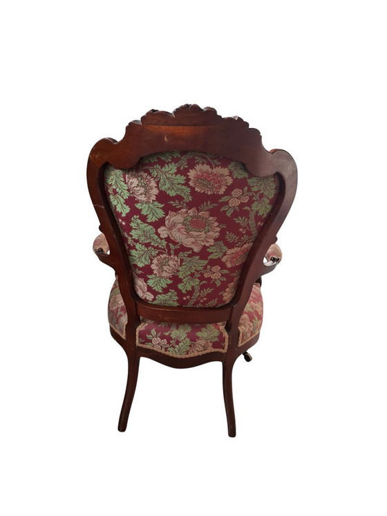 Image 1 of Pair of Vintage Armchairs - Louis XV Style (1960s) in Fine Cherry