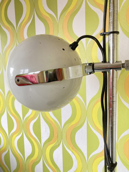 Vintage-Stehlampe im Space-Age-Stil mit 2 kugelförmigen Strahlern