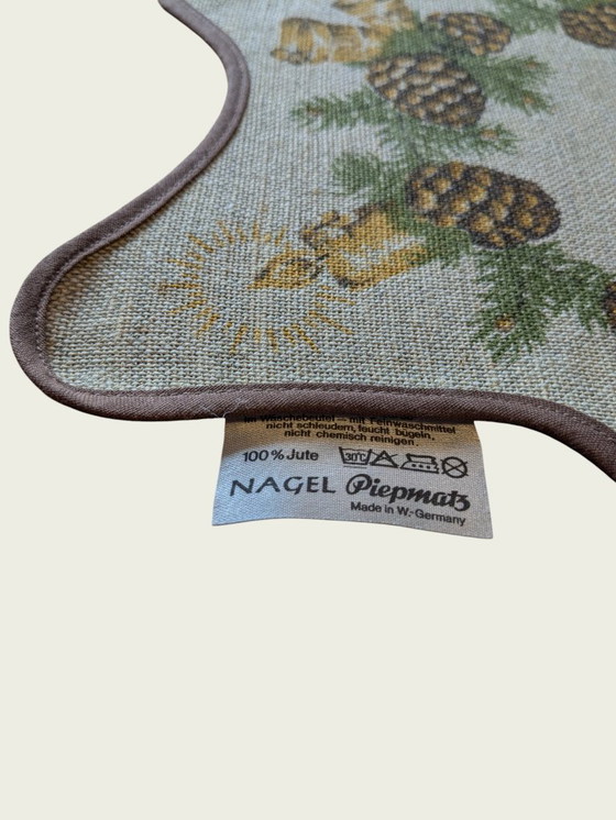 Image 1 of Zeldzaam vintage kersttafelkleed van Nagel Piepmatz – stervormig, jute, jaren 60/70