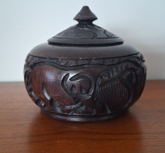 Caja de joyería / almacenamiento africana tallada a mano, Objetos decorativos, Madera, Marrón (foto 3 de 7)