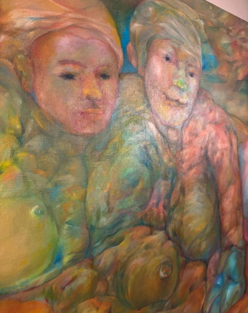 Großes modernistisches Ölgemälde auf Leinwand