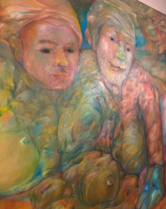 Image 1 of Großes modernistisches Ölgemälde auf Leinwand