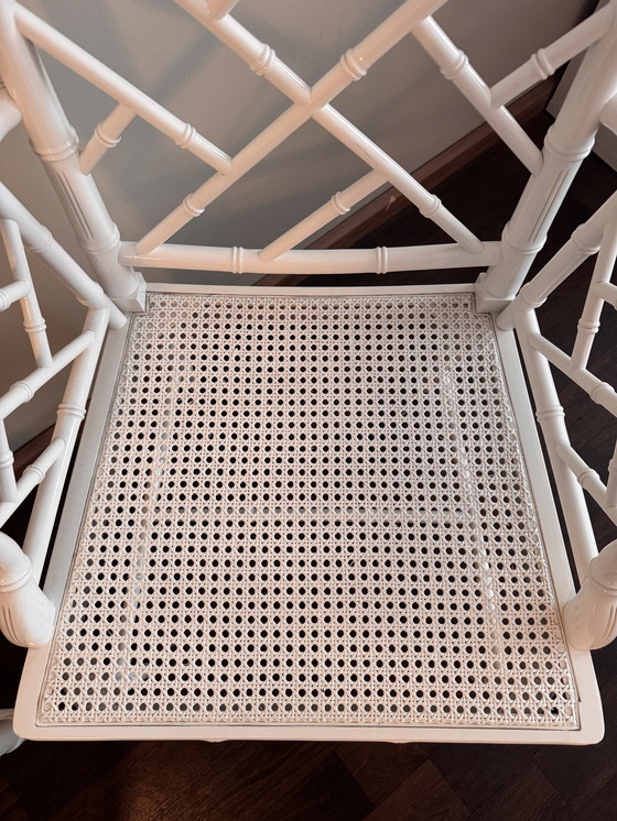 Image 1 of 2x white Chippendale Faux Bamboo Jonathan Adler armchair