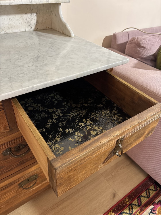 Image 1 of Antique chest of drawers with marble top