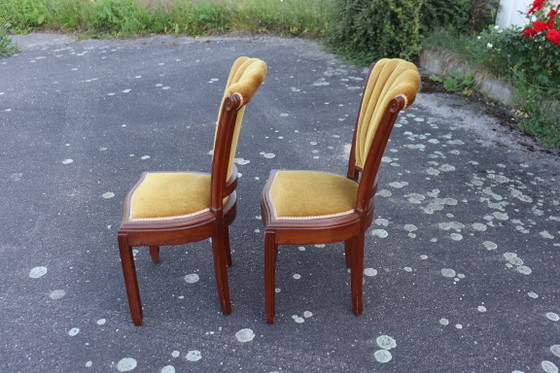 Image 1 of Paire de chaises Art Déco en velours et bois massif