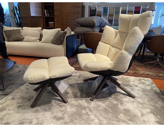 Image 1 of B&B Italia Husk Lounge-Sessel + Ottomane, Bezug Teddy Milo, 100 % Wolle