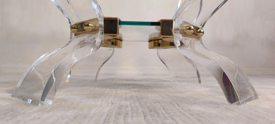 Tavolino da Caffè Lucite & Ottone – Stile Hollywood Regency DLG Charles Hollis Jones – Curvasa Muebles (photo 11 of 18)