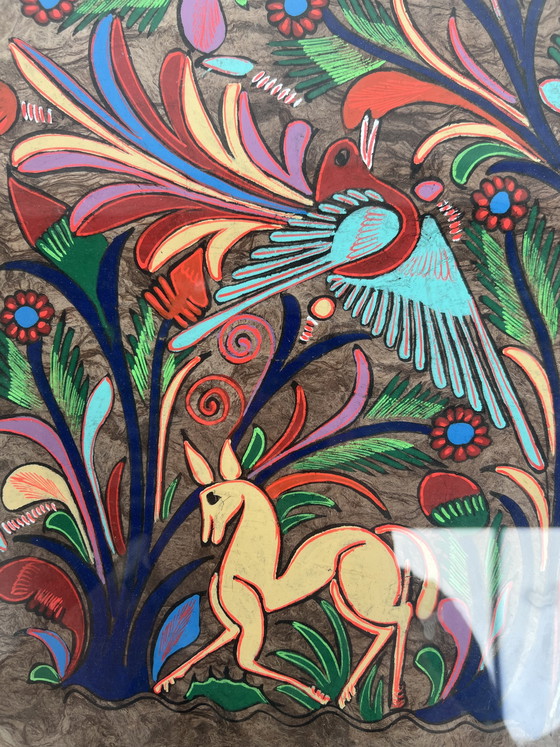 Image 1 of Vintage Mexican “bark” folk art painting