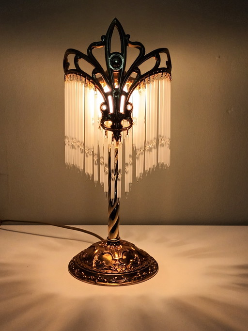 Art Nouveau Table Lamp – tafellampen, Metal, Glass (photo 2 of 11)