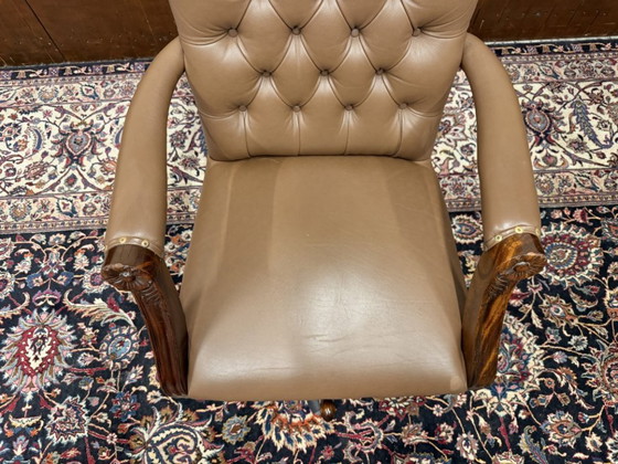 Sedia da Ufficio Chesterfield Inglese Marrone – Sedie da ufficio, Leather, Wood (photo 6 of 7)