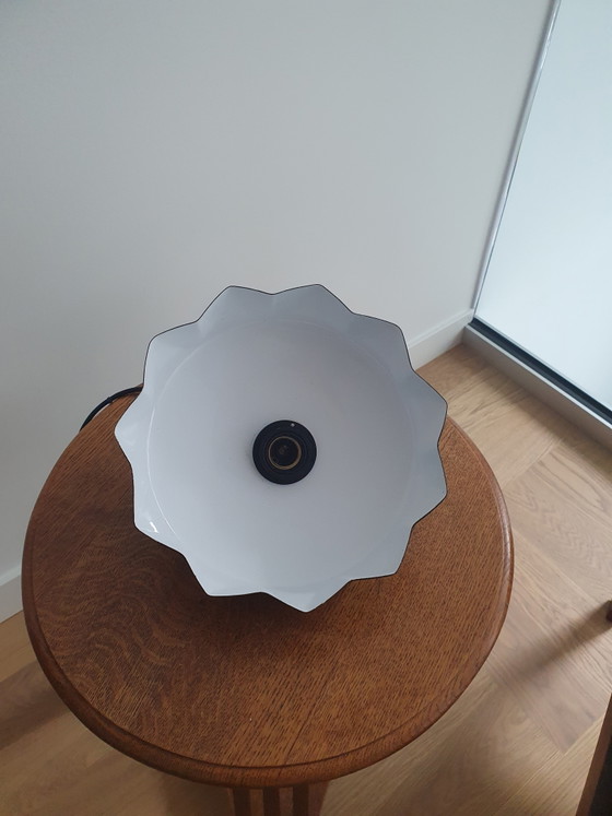 Rare Vintage Vrieland Design Pendant Lamp – Organic Pudding Shape / Wavy Edge – Black Chocolate Brown Metal (photo 2 of 12)