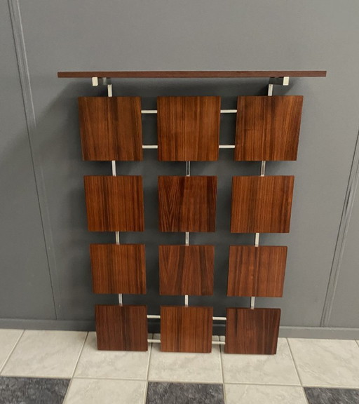 Appendiabiti da parete in legno impiallacciato palissandro e cromo, anni '60