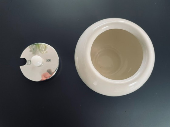 Image 1 of Servizio da tè/caffè vintage – ceramica e acciaio inossidabile – 3 pezzi