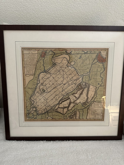 Handgekleurde kopergravure Tirion anno 1745 met certificaat – lithos zeefdrukken, Glass, Paper