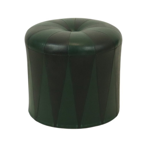 Vintage Green Black Pouf