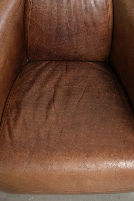 2x Poltrone Aviator Design Vintage in Pelle Bovina Caratteristica con Grana in un Bel Colore Cognac – Leather (photo 6 of 14)