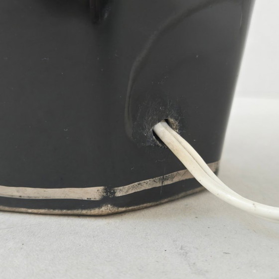 Image 1 of MAGNIFICENT ART DECO TABLE LAMP 1920-1930 IN BLACK & SILVER CERAMIC 20S 30S