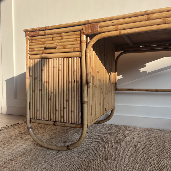 Image 1 of Rotan Bamboe Bureau Mid Century Vintage