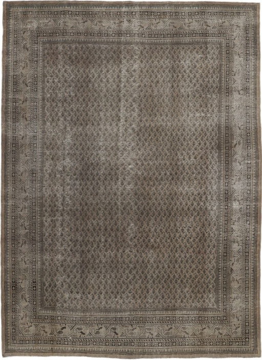 Hand-knotted vintage art rug 353x252