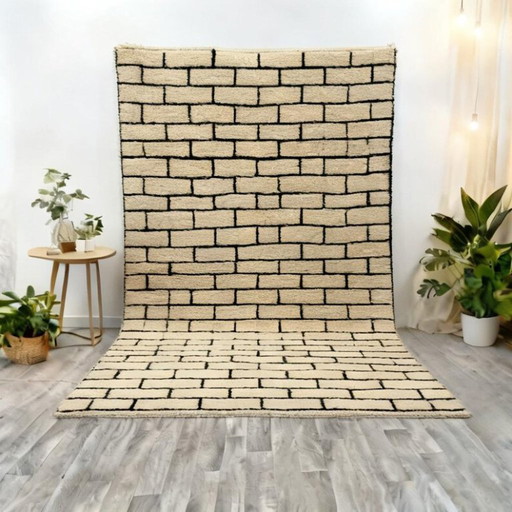 Tapis Marocain Contemporain Fait Main – Stijl Berbère 300cmx150cm – vloerkleden en tapijten, Cotton