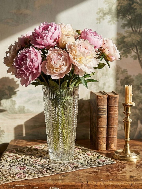 Image 1 of Grande vaso italiano in vetro stampato, con decorazioni a drappeggio, vintage anni '60.