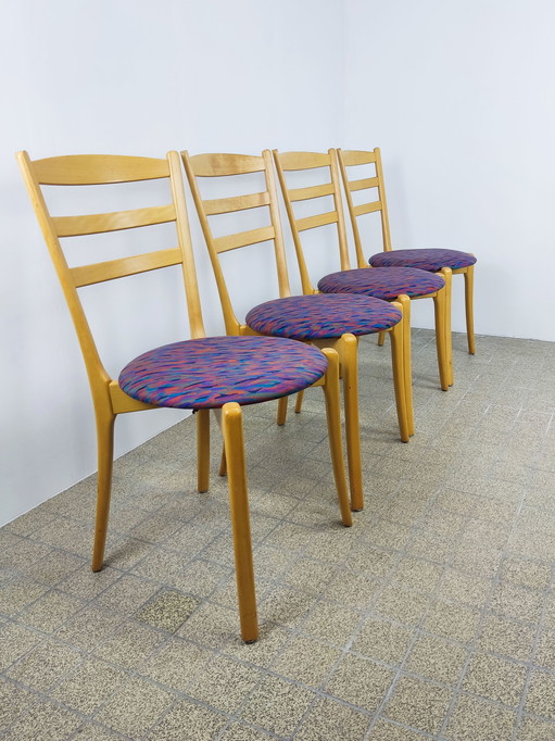 4x Vintage Danish design wooden dining room chairs