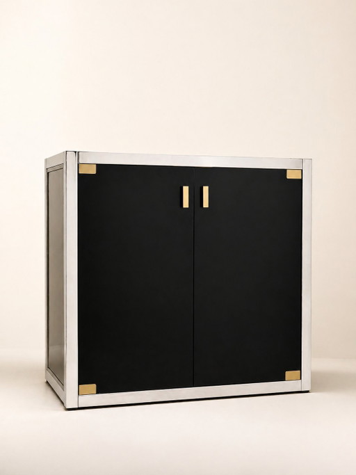 Renato Zevi cabinet – black & chrome – Italian design – 72 x 76 x 45 cm – opbergkast
