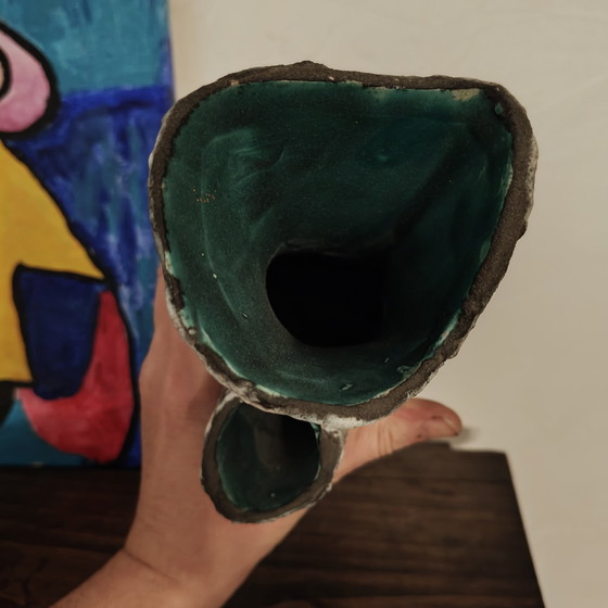 Image 1 of Vintage San Marino Brutalist Lava Ceramic Vase Set – Mid Century Italian Pottery