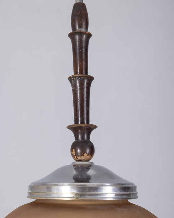 Image 1 of Lampada a sospensione vintage anni 50 in vetro rosa design Italiano