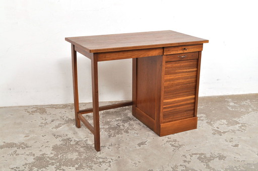 Vintage Oak Children's Desk With Shutter 1950s