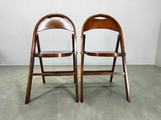 Image 1 of Paire de chaises pliantes Bauhaus B751 par Ligna, Tchécoslovaquie, années 1930