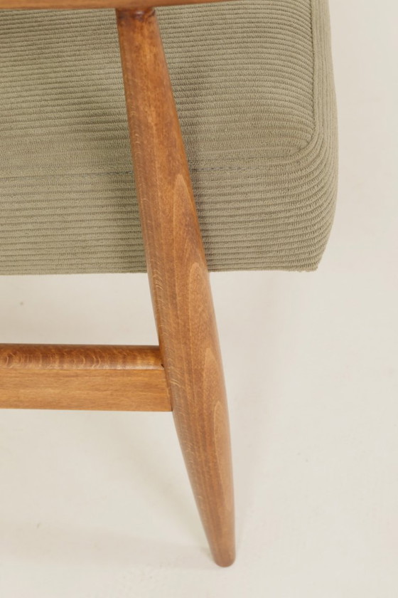 Image 1 of Vintage fauteuil in kakigroen corduroy-design van H.Lis