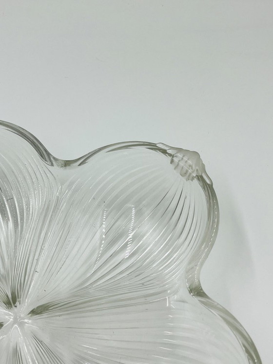 Image 1 of Art Deco molded glass dish with flower