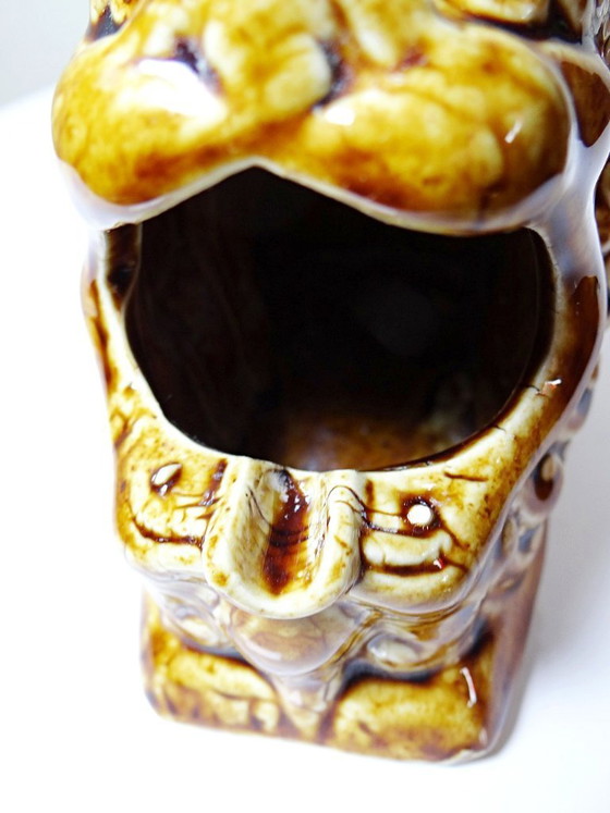 Image 1 of Foo dog asbak van bruin geglazuurd keramiek, vintage jaren 60-70.