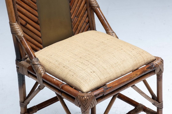 Image 1 of Stoel met hoge rugleuning van bamboe en messing van Gabriella Crespi, Italië, 1970